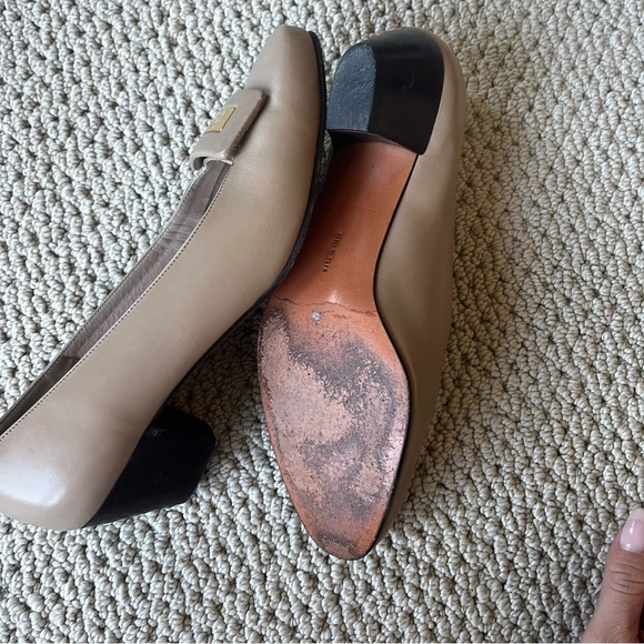 Salvatore Ferragamo vintage heels 8.5 Leather Secretary Vintage Pinup Wiggle tan - Picture 5 of 6
